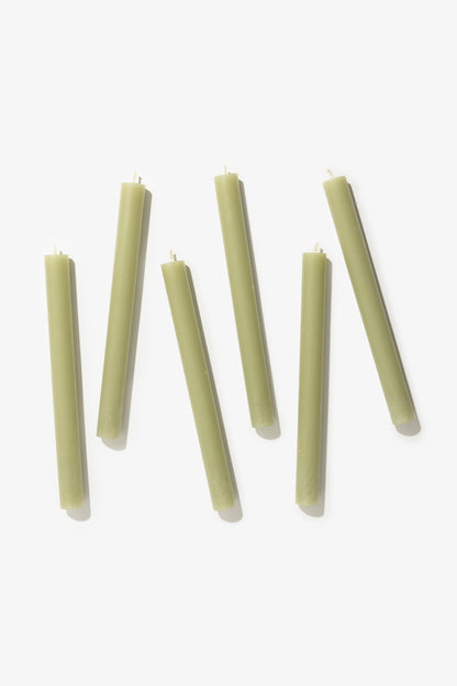 Pack of 6 Plain Frost Dinner Candles – Sage
