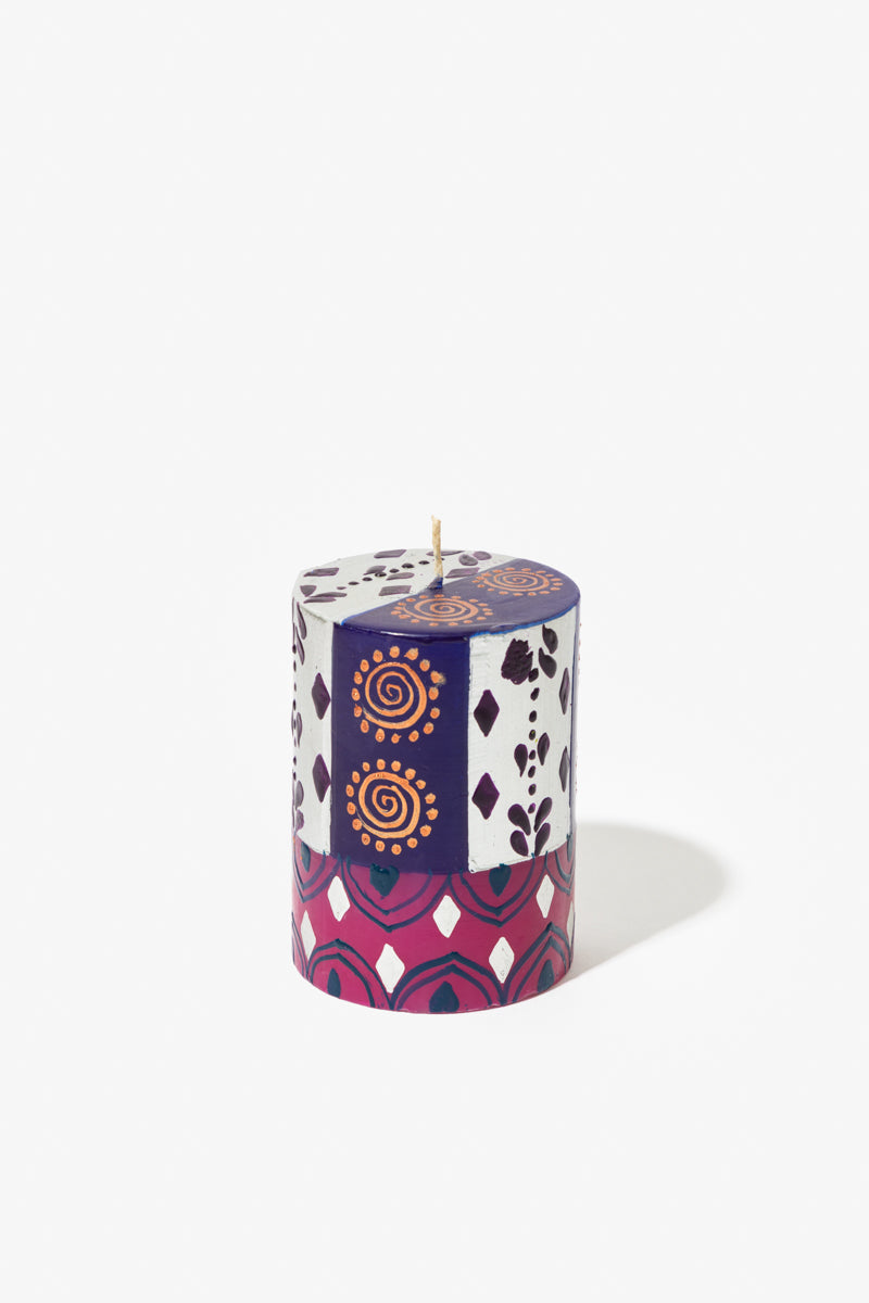 Hand Painted Pillar Candle - Sari
