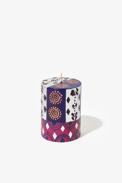 Hand Painted Pillar Candle - Sari