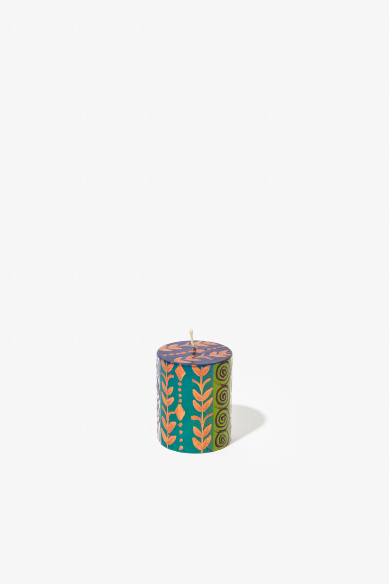 Hand Painted Pillar Candle - Sari