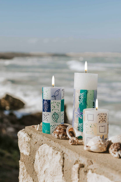Frost Painted Pillar Candle - Arniston