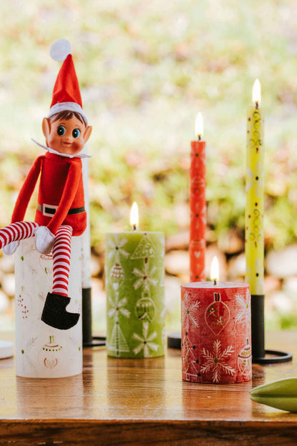 Frost Painted Pillar Candle - Christmas