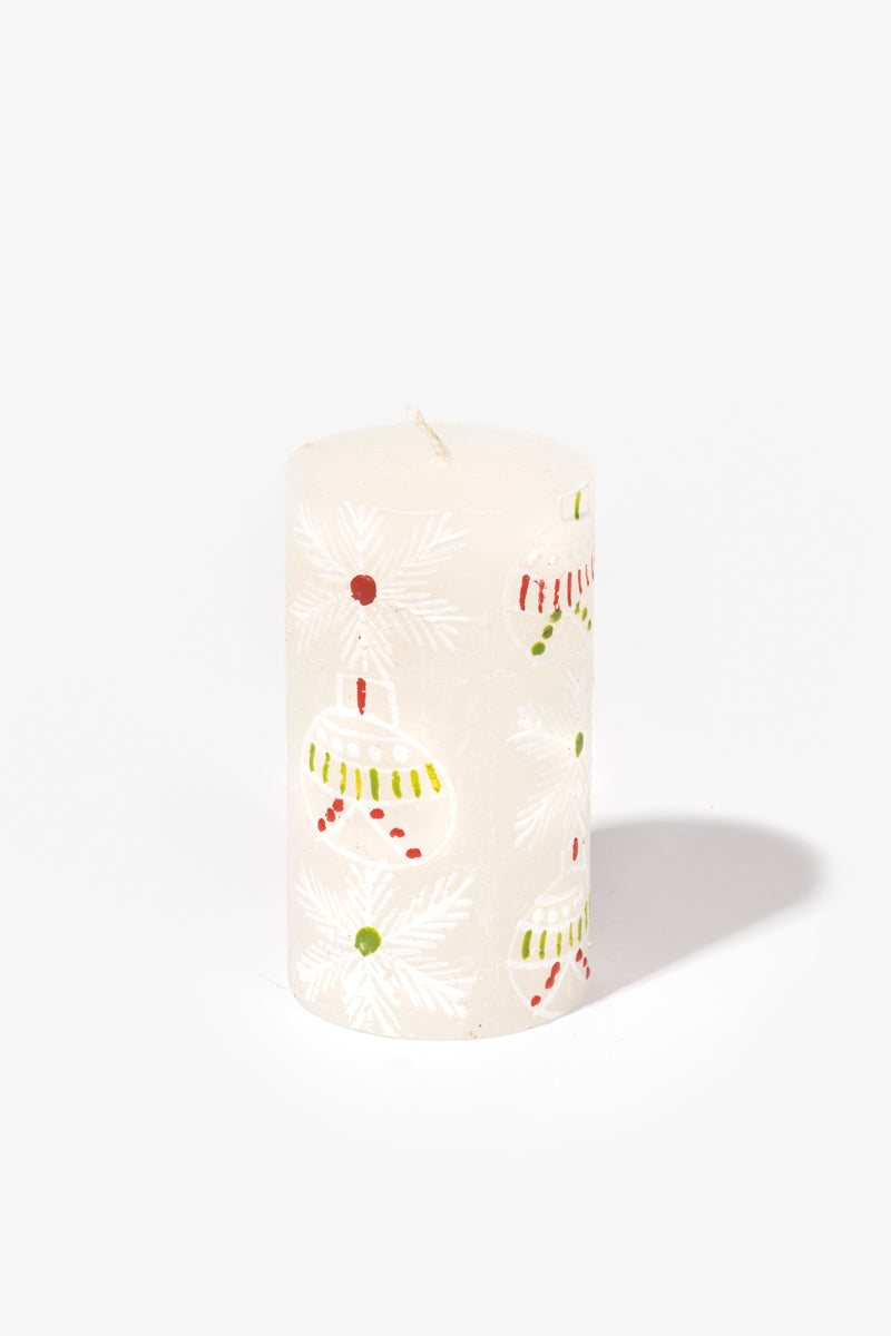Frost Painted Pillar Candle - Christmas