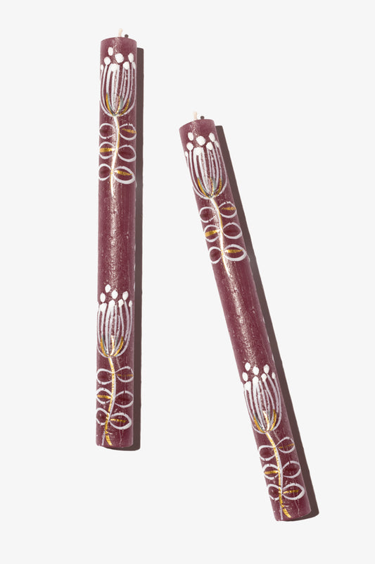 Frost Painted Dinner Candle Pair - Fynbos