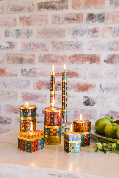 Hand Painted Cube Candle - African Mineral