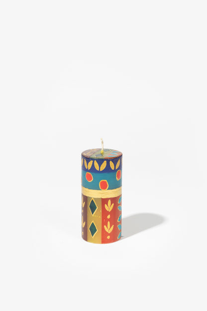 Hand Painted Pillar Candle - African Mineral