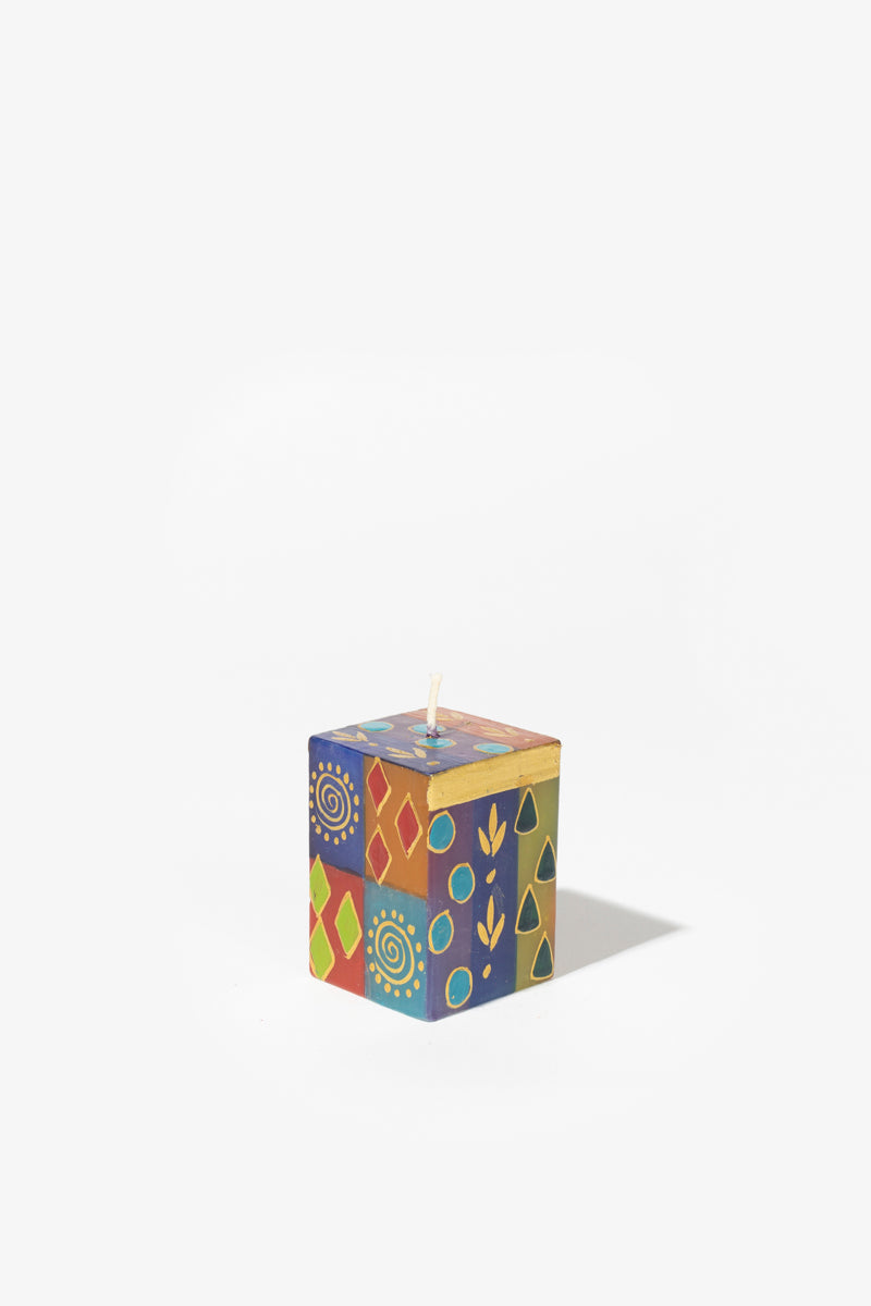 Hand Painted Cube Candle - African Mineral