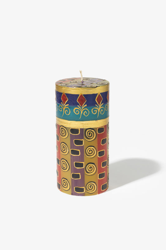 Hand Painted Pillar Candle - African Mineral
