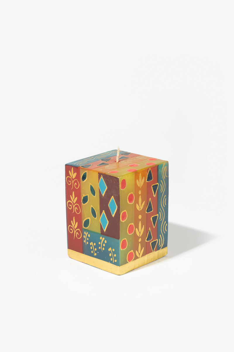 Hand Painted Cube Candle - African Mineral