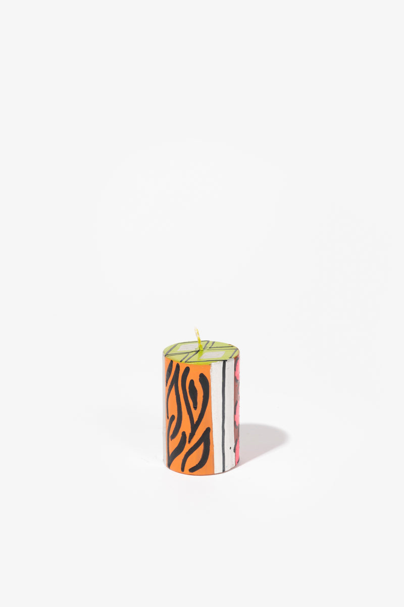 Hand Painted Pillar Candle - Afro Chic