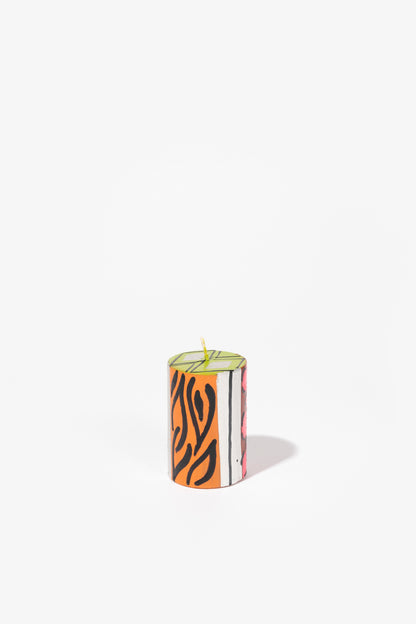 Hand Painted Pillar Candle - Afro Chic