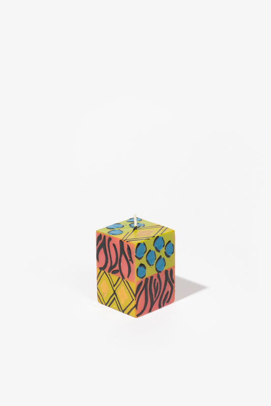 Hand Painted Cube Candle - Afro Chic