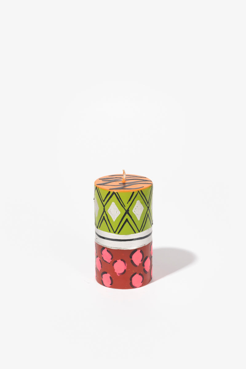Hand Painted Pillar Candle - Afro Chic