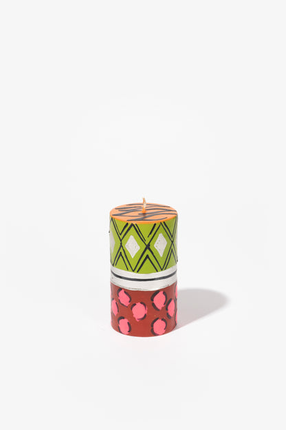 Hand Painted Pillar Candle - Afro Chic