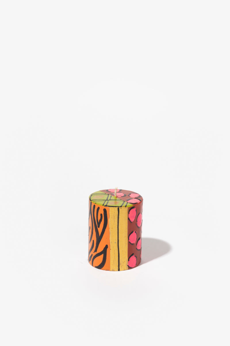 Hand Painted Pillar Candle - Afro Chic