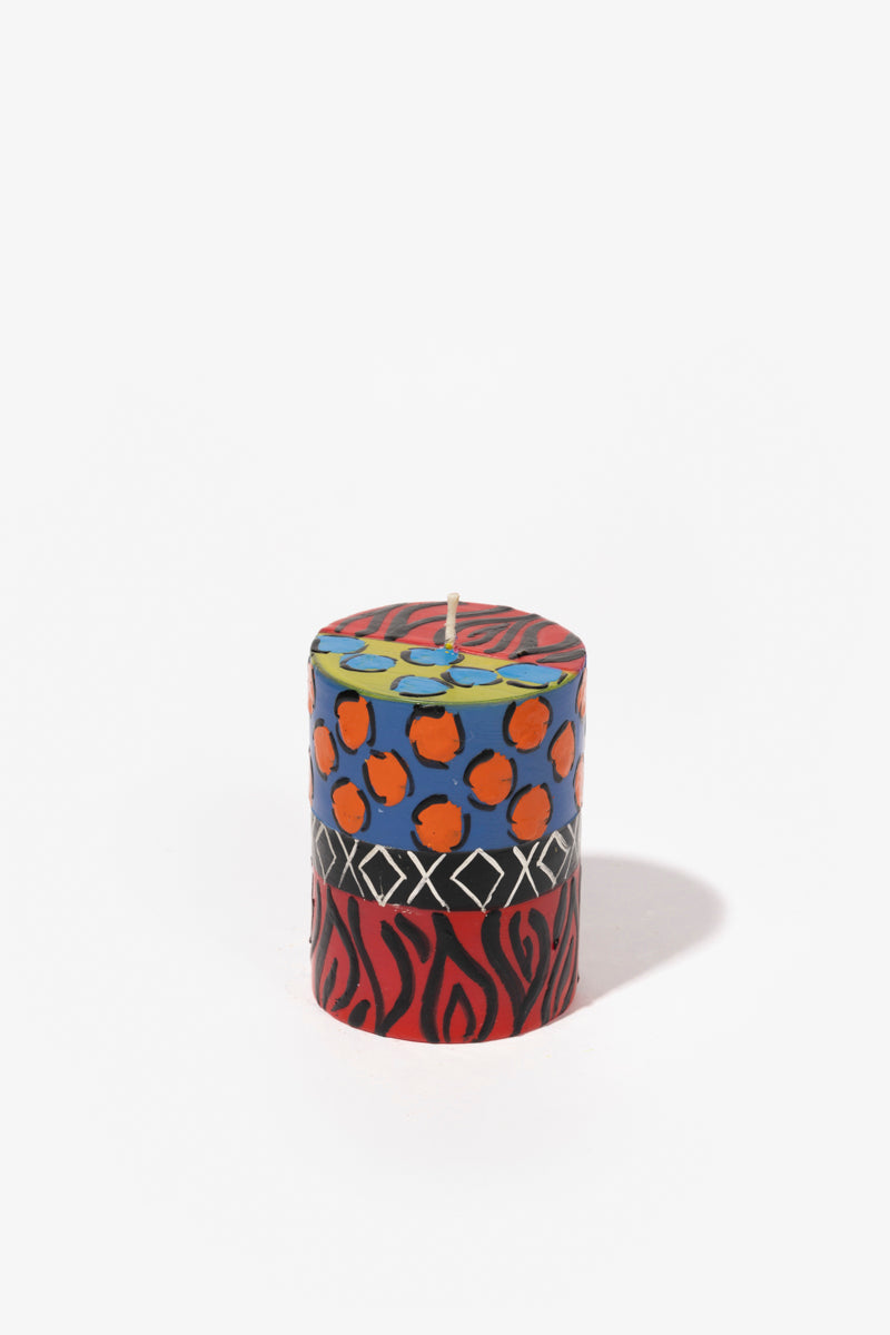 Hand Painted Pillar Candle - Afro Chic