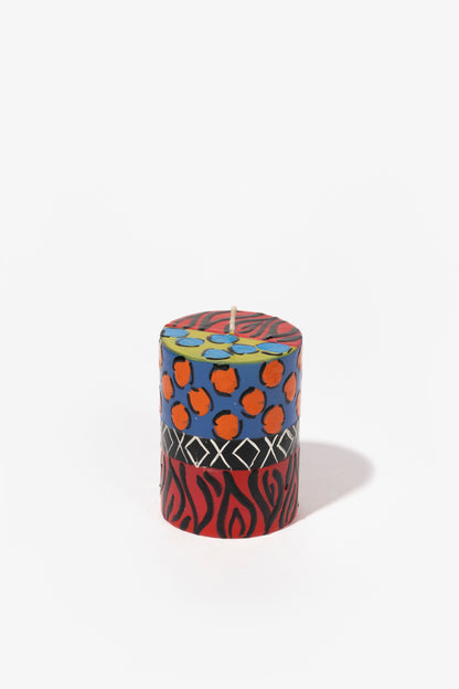 Hand Painted Pillar Candle - Afro Chic
