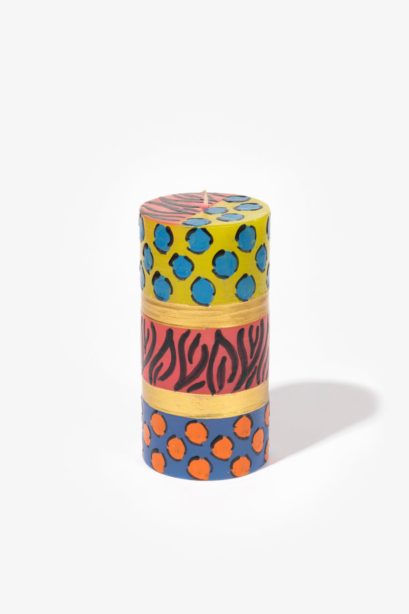 Hand Painted Pillar Candle - Afro Chic