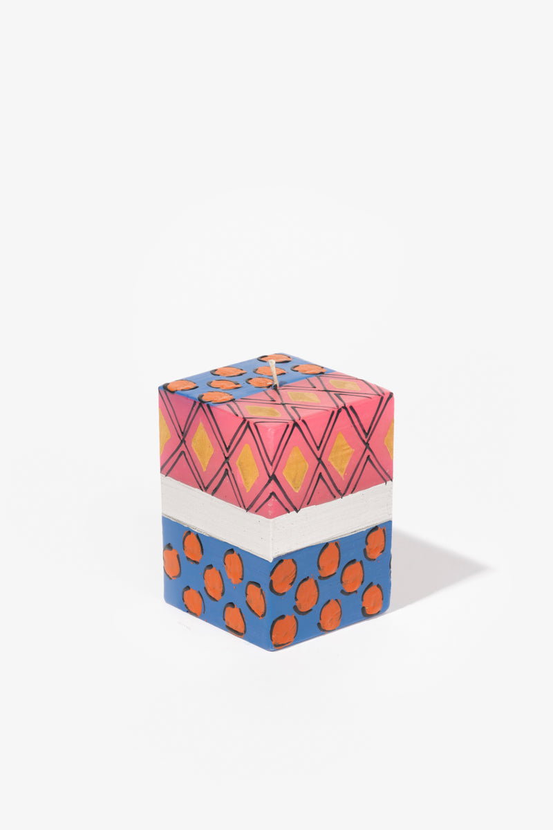 Hand Painted Cube Candle - Afro Chic