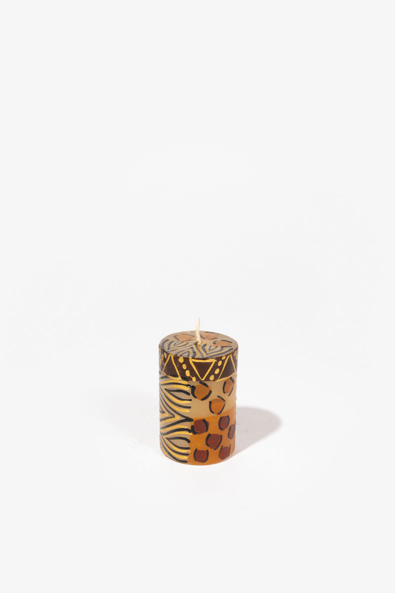 Hand Painted Pillar Candle - Animal Print