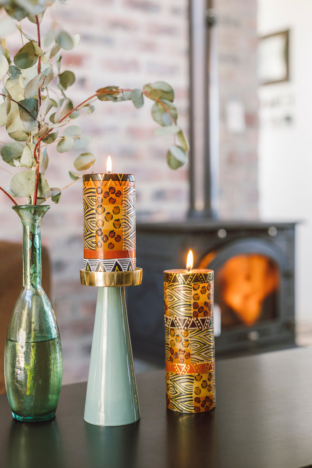 Hand Painted Pillar Candle - Animal Print