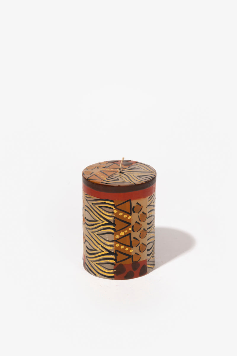 Hand Painted Pillar Candle - Animal Print