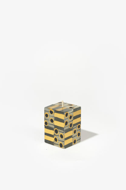 Hand Painted Cube Candle - Black & Gold