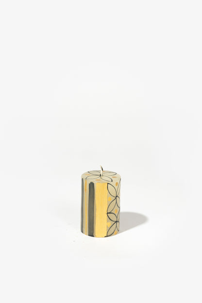 Hand Painted Pillar Candle - Black & Gold