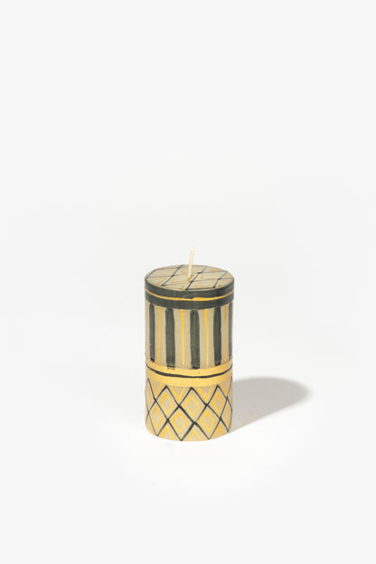 Hand Painted Pillar Candle - Black & Gold