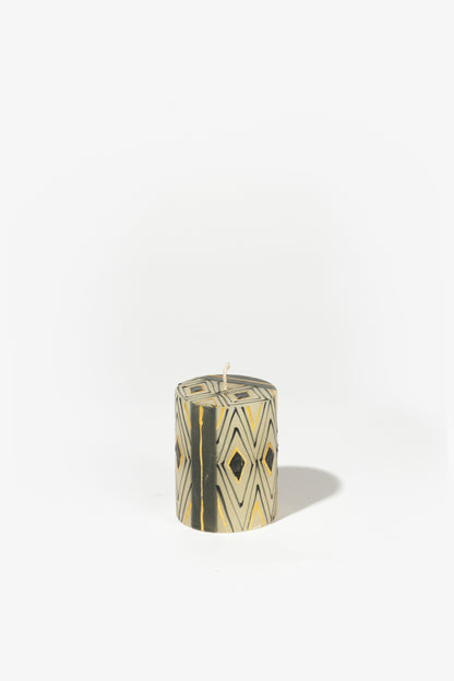 Hand Painted Pillar Candle - Black & Gold