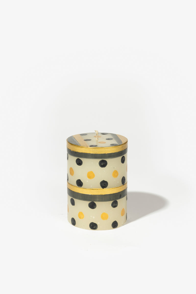 Hand Painted Pillar Candle - Black & Gold