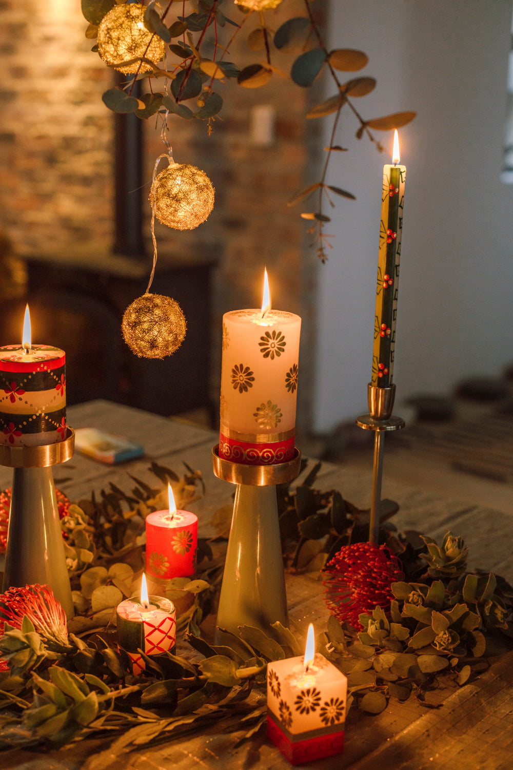 Hand Painted Pillar Candle - Christmas