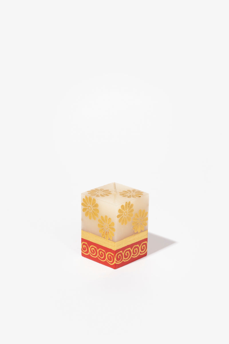 Hand Painted Cube Candle - Christmas