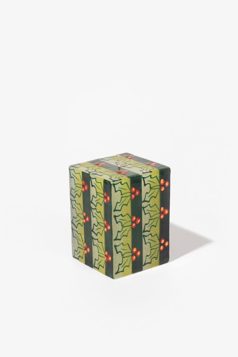 Hand Painted Cube Candle - Christmas