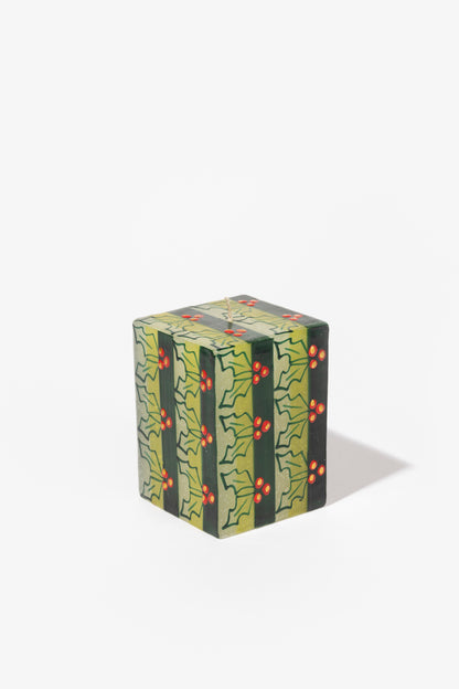 Hand Painted Cube Candle - Christmas