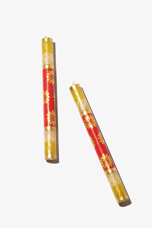 Hand Painted Dinner Candle Pair - Christmas