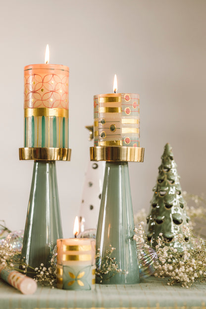 Hand Painted Pillar Candle - Cotton Candy