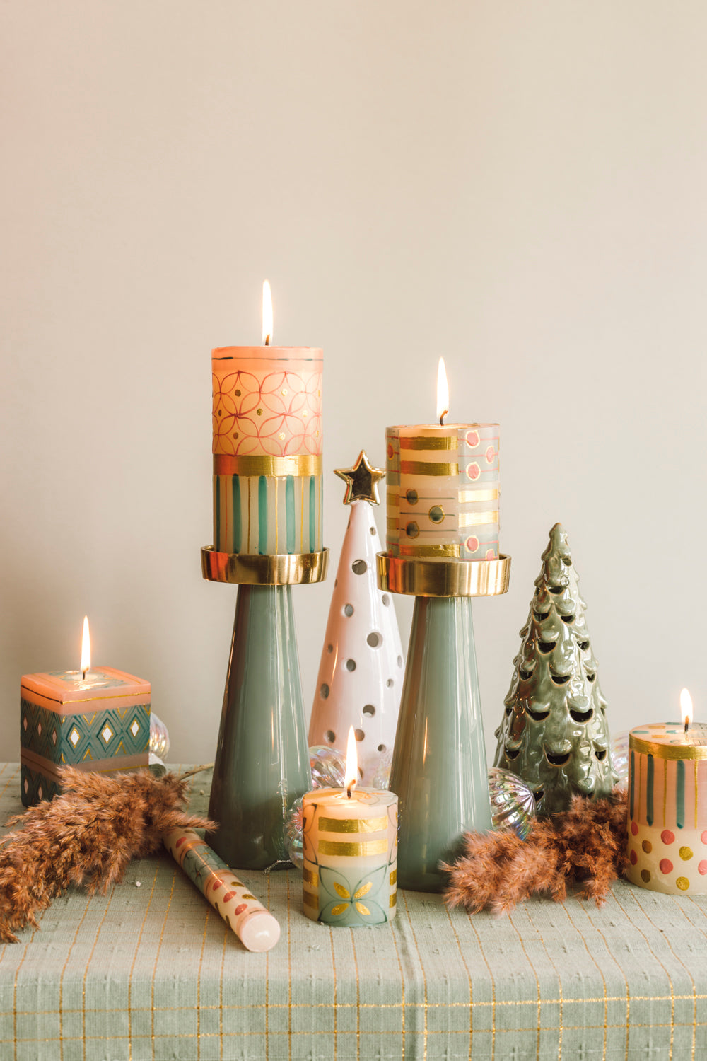 Hand Painted Cube Candle - Cotton Candy