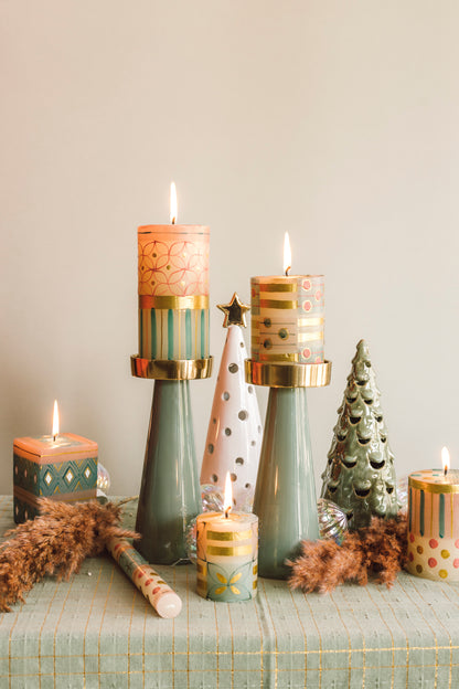 Hand Painted Cube Candle - Cotton Candy