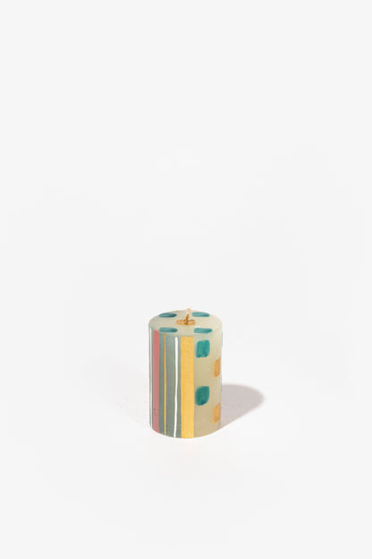 Hand Painted Pillar Candle - Cotton Candy