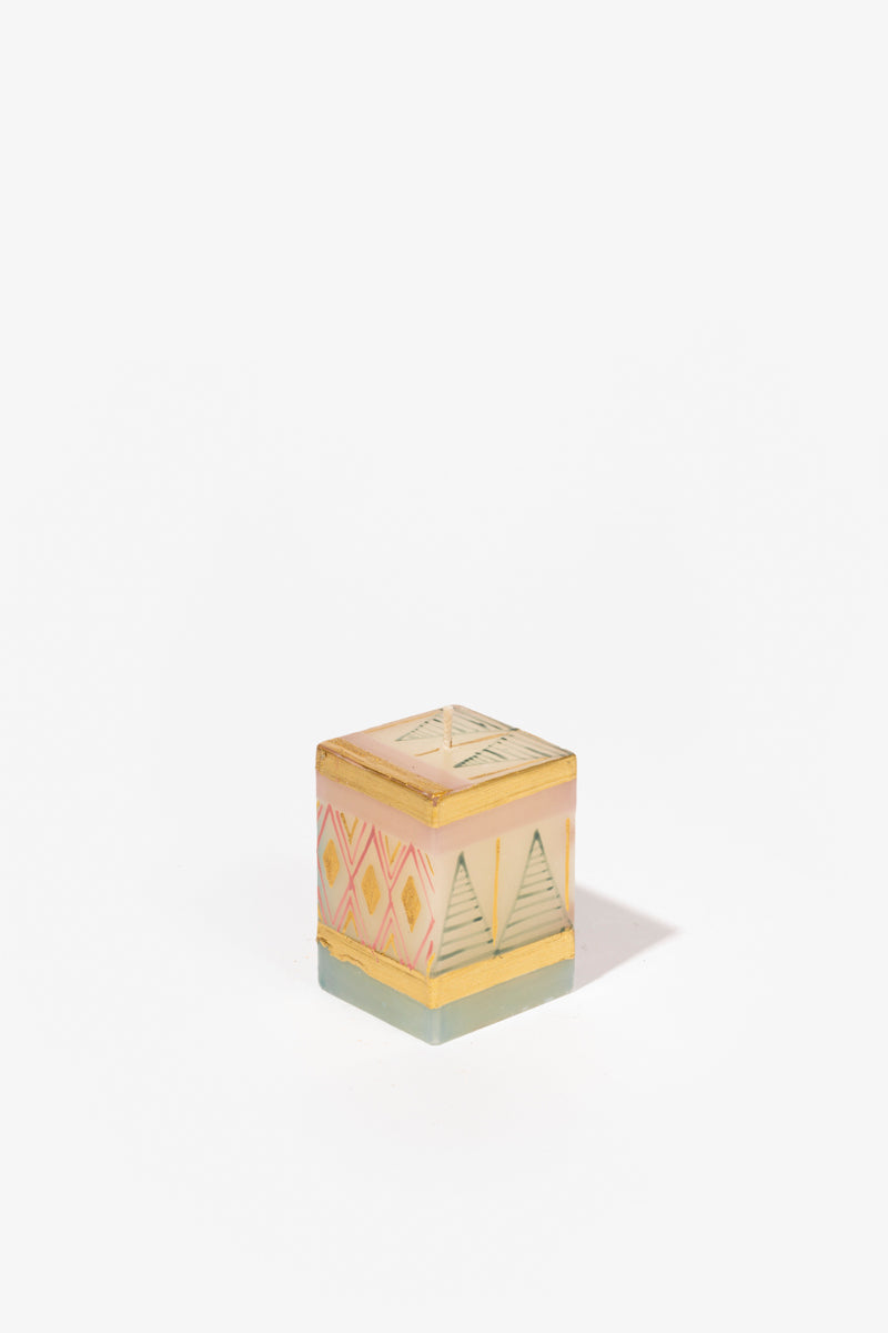 Hand Painted Cube Candle - Cotton Candy