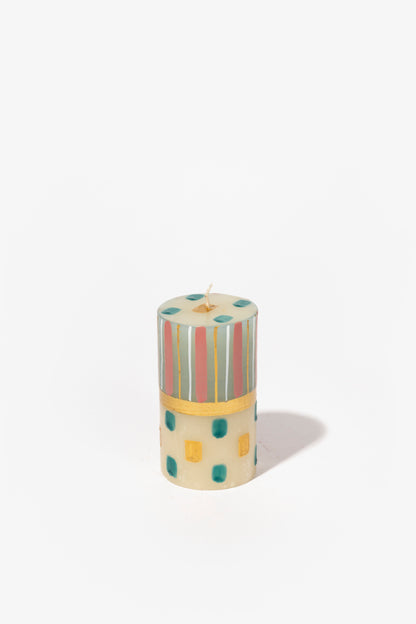 Hand Painted Pillar Candle - Cotton Candy