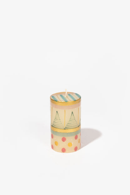 Hand Painted Pillar Candle - Cotton Candy