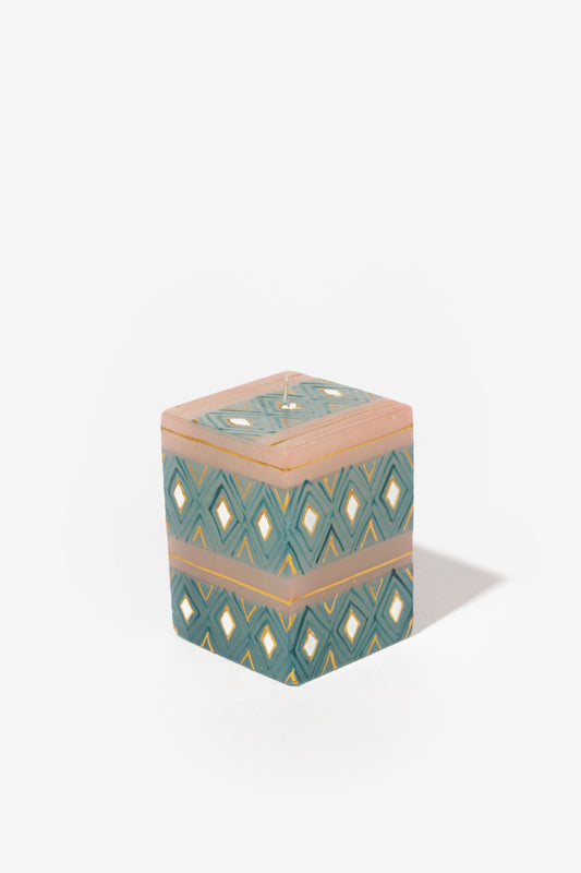 Hand Painted Cube Candle - Cotton Candy