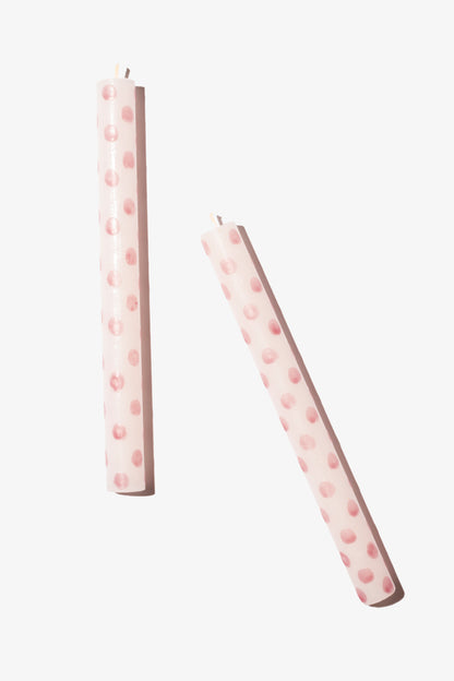 Hand Painted Dinner Candle Pair - Fun Dots