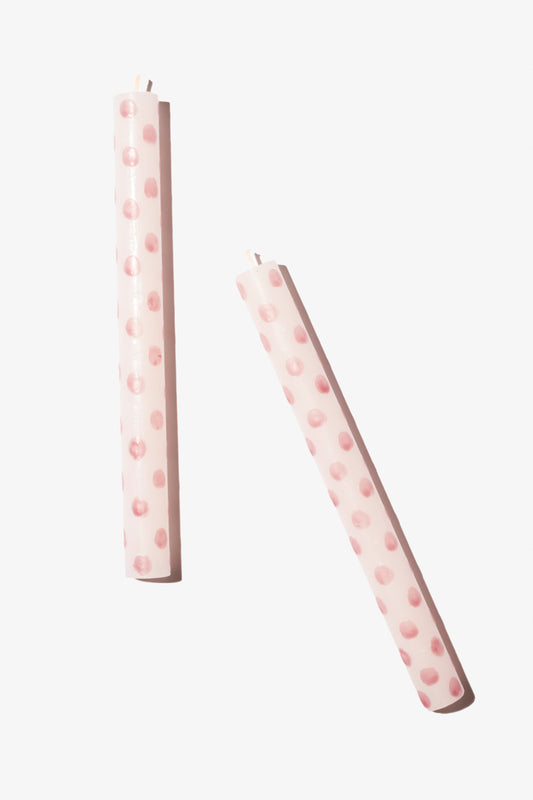 Hand Painted Dinner Candle Pair - Fun Dots