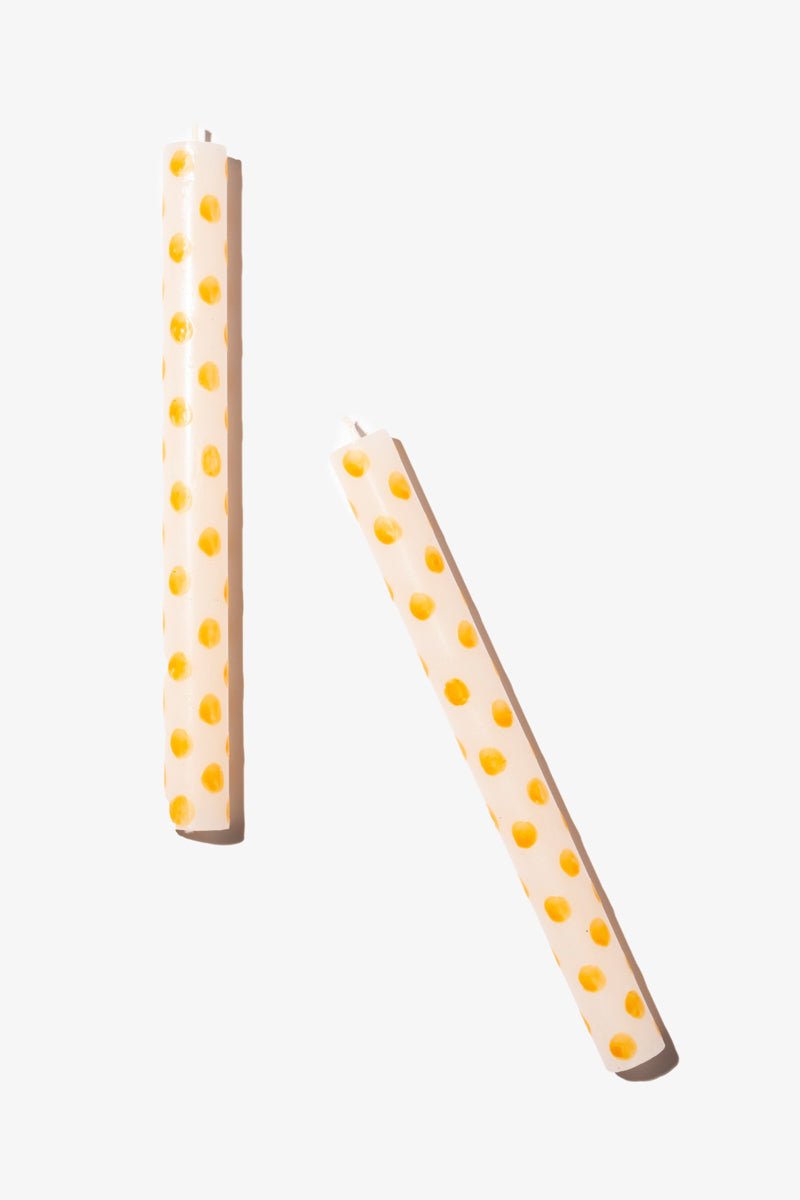 Hand Painted Dinner Candle Pair - Fun Dots