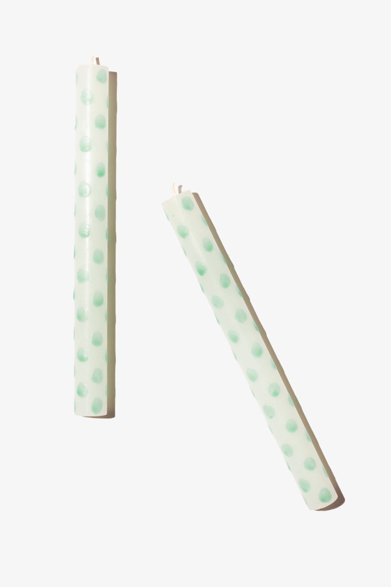 Hand Painted Dinner Candle Pair - Fun Dots