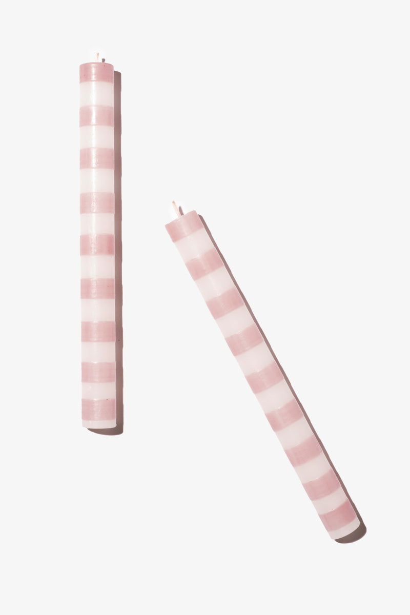 Hand Painted Dinner Candle Pair - Fun Stripes