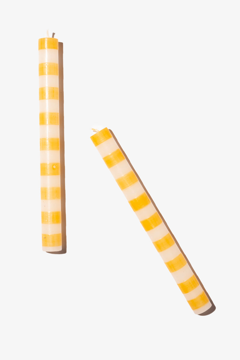 Hand Painted Dinner Candle Pair - Fun Stripes